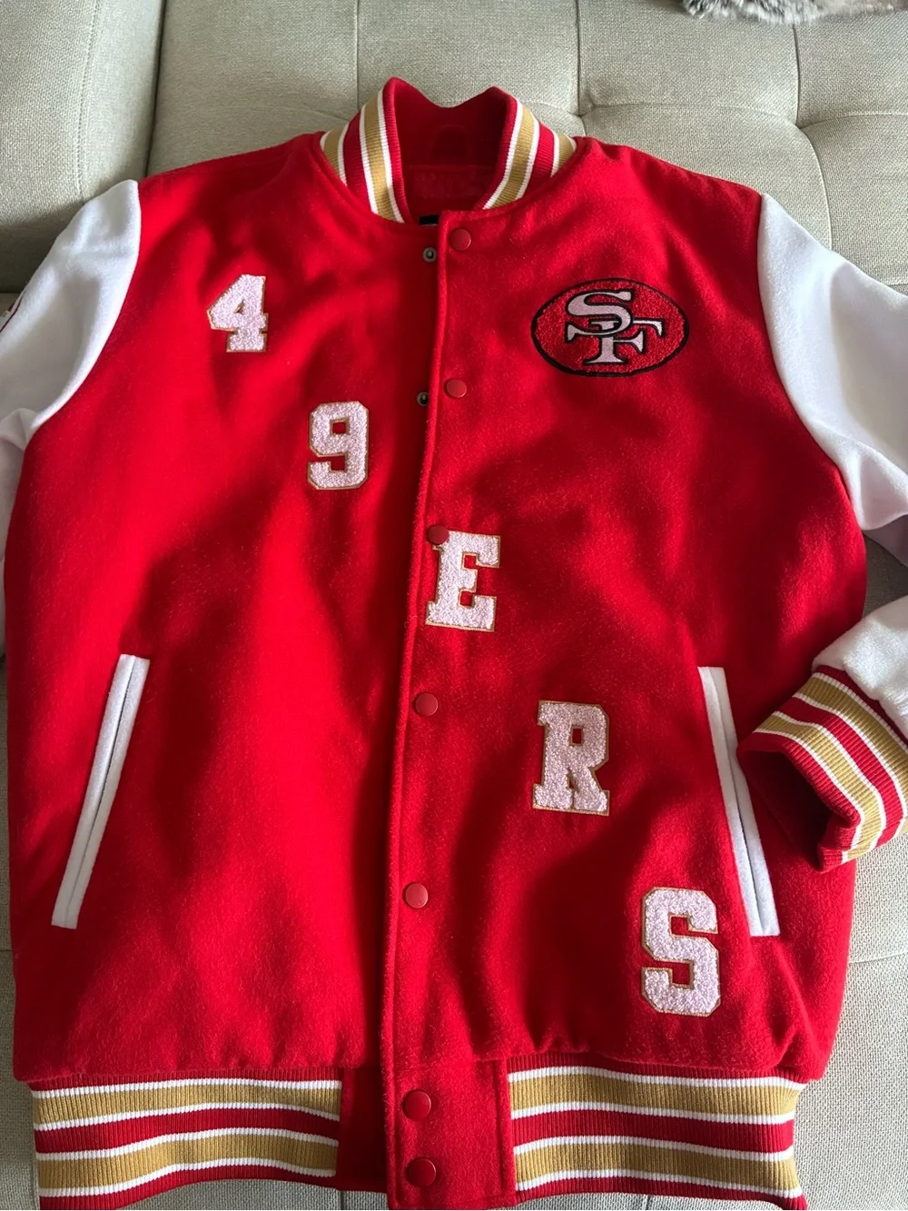 NFL Red & White Kids San Francisco 49er Letterman Jacket